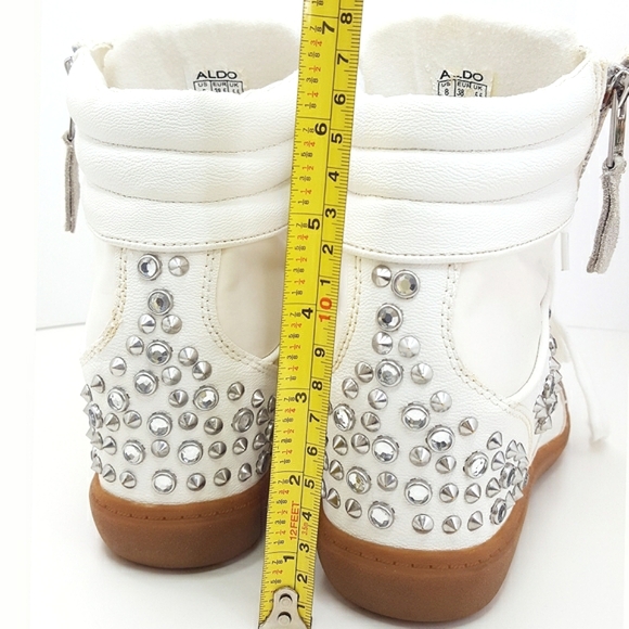 90s ALDO💗High Top White Sneaker| Studded Rhinestones - Picture 8 of 12